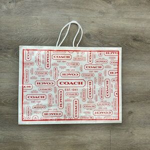 Coach Red and White Logo Tote Bag